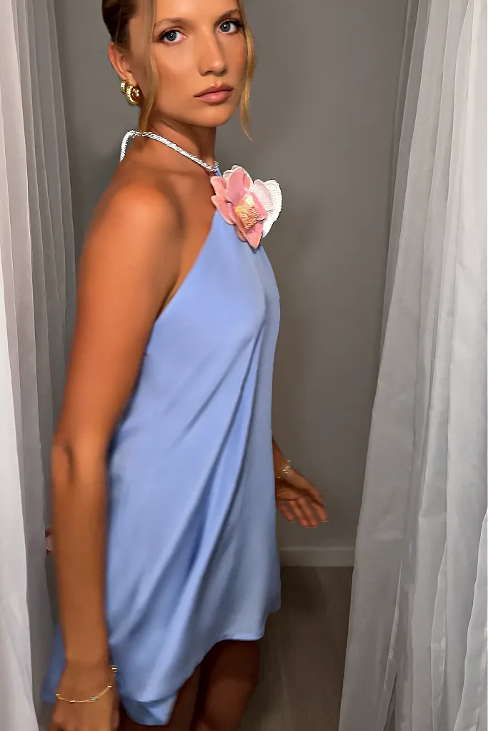 TIFFANY MINI DRESS - VIENNA SKY SILK