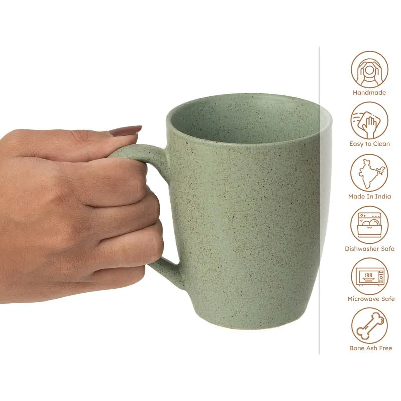 Trendy Minimalist Ceramic Coffee Mug (300 ML) - Set Of Two