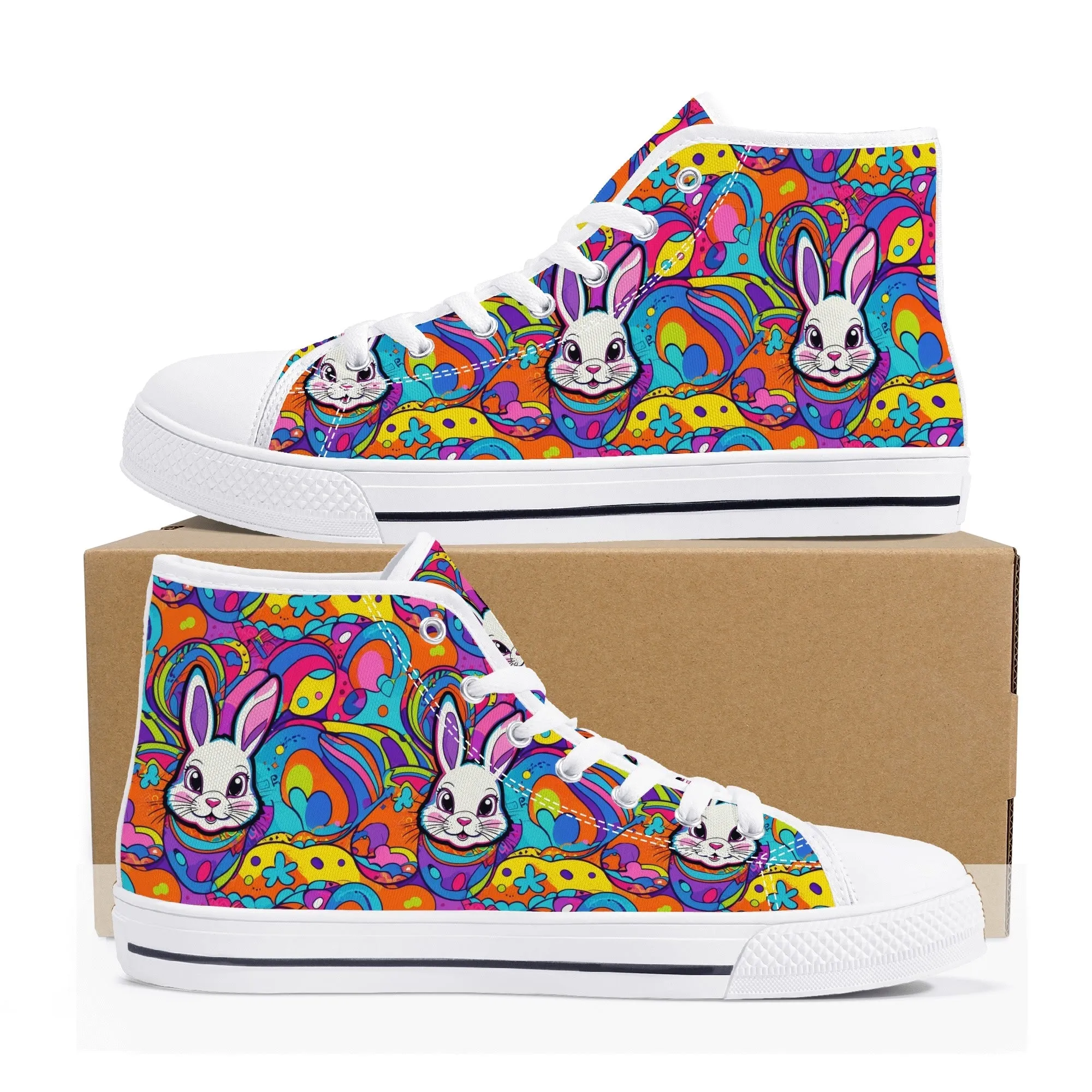 Trippy Bunny Womens High Top Canvas Shoes